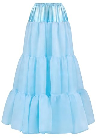 BEAUTELICATE Sottogonna Tulle Lunga 50s Sottogonna Sposa Crinolina Vintage Gonna Linea A per Matrimonio Rockabilly Abito Carnevale Halloween