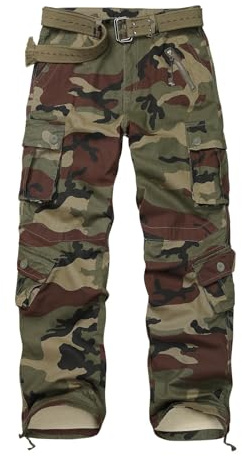 Men's BDU Casual Military Pants, Combat Camo Cargo Work Pants Fit Outdoors Tactical Wild Army Hunting Lightweight Baggy 8 Pockets 38 Size (No Belt)