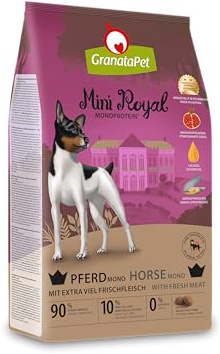 GranataPet Mini Royal Pferd Mono, Monoprotein-Trockenfutter für Hunde, Hundefutter ohne Getreide & ohne Zuckerzusatz, Alleinfuttermittel für ausgewachsene Hunde, 1 kg
