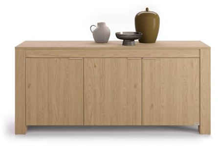 MOBILI FIVER, Aparador bajo con 3 Puertas Rachele, (180x45x80 cm), Madera Natural, 180 cmx45 cmx80 cm, Aglomerado y Melamina, Mueble Buffet salón, Made In Italy