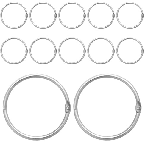 DOPENSPI 12 anelli per raccoglitori di fogli sciolti, 5 cm, anelli in metallo, anelli per rilegatura di libri, flashcard, schede per indice, portachiavi, per ufficio, scuola, uso domestico