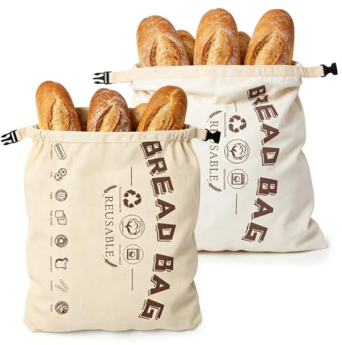 2 sacchetti per il pane in cera d'api, 42 x 33 cm, in cotone biologico e cera d'api naturale, riutilizzabili, per mantenere il pane fresco, per impasto e pane fatto in casa
