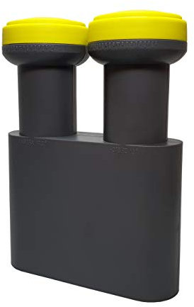 HUMAX Digital Monoblock Twin-LNB 228-B, Astra & Hotbird, 2 Teilnehmer inkl. Wetterschutzgehäuse und vergoldete F-Buchsen, für digitales Fernsehen in HD, Full HD und 4K UHD, schwarz/gelb