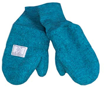 PICKAPOOH Fäustlinge aus 100 % Merinowolle, für Babys und Kinder, Fleece, Tirquoise, 3-5 Jahre