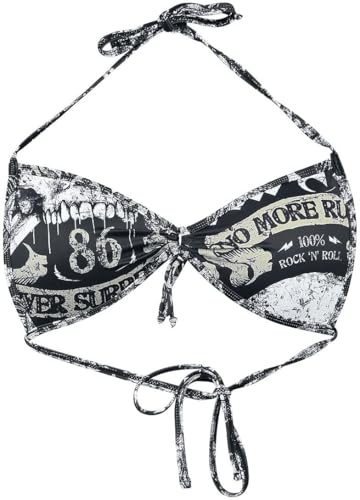 Rock Rebel by EMP Mujer Top de Bikini Negro Combinado con Estampado Rock rebelde Integral L