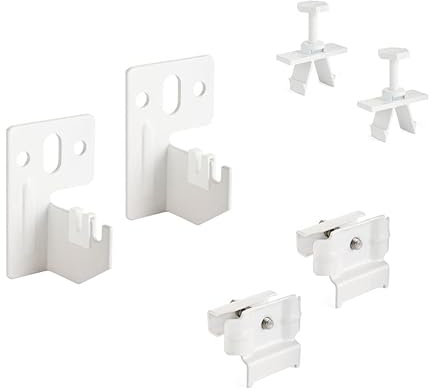 Par de estanterías para instalación rápida en pared con abrazaderas y separadores para radiador tubular de columna - Color blanco - Ajuste de distancia desde la pared (30 - 40 mm) - 2 piezas.