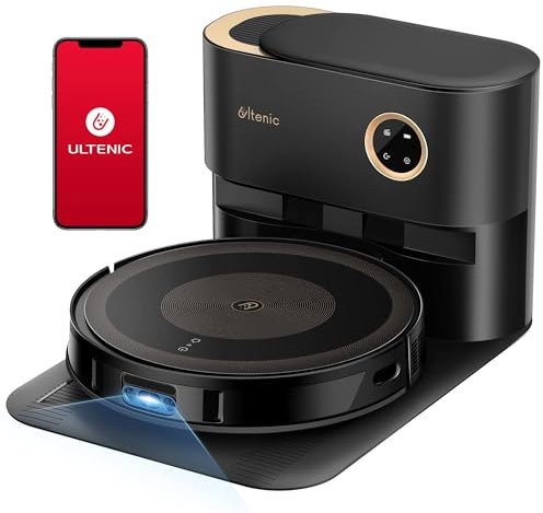 Ultenic T10 Robot Vacuum with Mop, Self Emptying for 60-Day Hands Free, LiDAR Navigation, 3000Pa Strong Suction, APP/Remote/Alexa Control, Ideal for Pet Hair, Hard Floor and Carpet