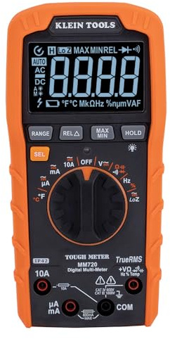 Klein Tools MM720 Digital Multimeter, Auto-Ranging TRMS, Low Impedance (LoZ), 1000V AC/DC Voltage, 10A AC/DC Current, 60 MOhms Resistance