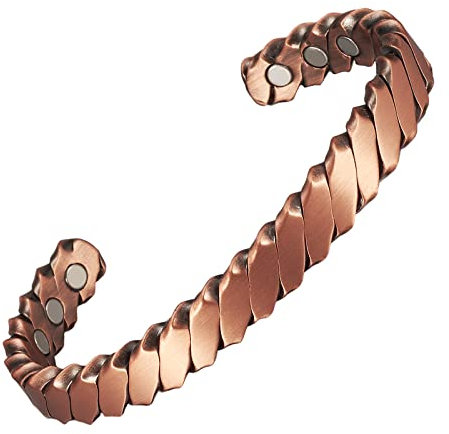EnerCoppeX Kupferarmband, verwendet für Arthritis und Gelenke, reine Kupfermagnet -Behandlungsarmbänder, für Handgelenkstunnel, 3500 Gauß -wirksame Magnete, gesunde Schmuckgeschenke (CPB-1022)