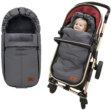 Fußsack für Kinderwagen Universal Baby Fußsack Schlafsack Winterfußsack Waschbar Passend für Alle Kinderwagen (Grau)