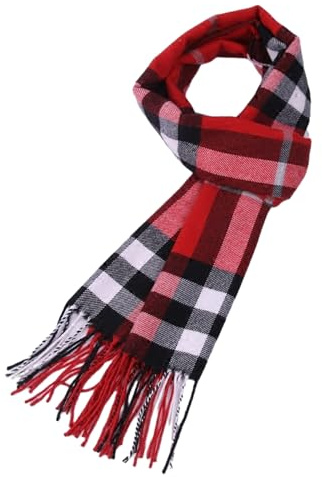 JTMKYO Red Scarf - Autumn & Winter Warm Shawl, Striped Tassel, Soft & Thick, Fashionable & Versatile