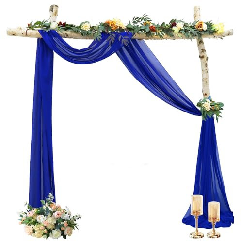 MODFUNS Tenda a drappo in chiffon blu reale con archi per matrimoni, tende trasparenti da 6 m, 1 pannello, tende da soffitto in tulle, uniche tende ad arco per banchetti di nozze, decorazione per