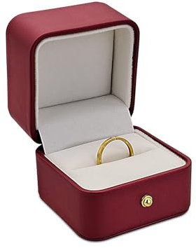 WisePoint Porta Anelli, Scatola Anello in Pelle PU Spazzolata, Elegante e Lussuosa Espositore Anelli per la Proposta di Matrimonio, Fidanzamento, Matrimonio (Rosso)