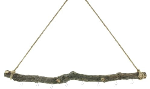 FRANK FLECHTWAREN Dekoast Natur, Holz, 8 Metallhaken, Jute Maße: ca. 78 x 5 cm, vielseitige Gestaltung möglich