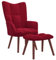 CINDERFUL Sessel mit Hocker Weinrot Samt,Bequemer SamtArmlehnstuhl mit Hocker Perfekt für Esszimmer und Wohnzimmer Möbel Wohnzimmer