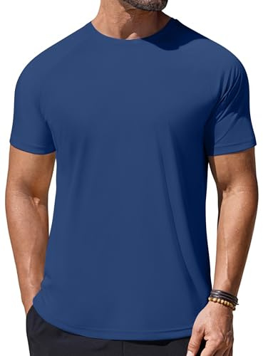 PINSPARK Sport T-tröjor herr UV skydd skjorta funktionell skjorta kortärmad UPF 50+ solskydd sportskjorta snabbtorkande träningströja andningsaktiv löpartröja Rashguard, Marinblå, XL