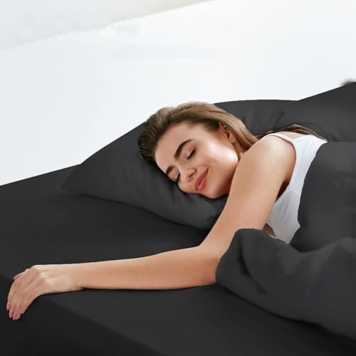 LuxClub Spannbettlaken 140x200 cm, Gebürstete Polyester-Mikrofaser Bettlaken, Bequemes Strapazierfähiges Spannleintuch, 30cm Tiefe Tasche Matratzenbezug, Anthrazit