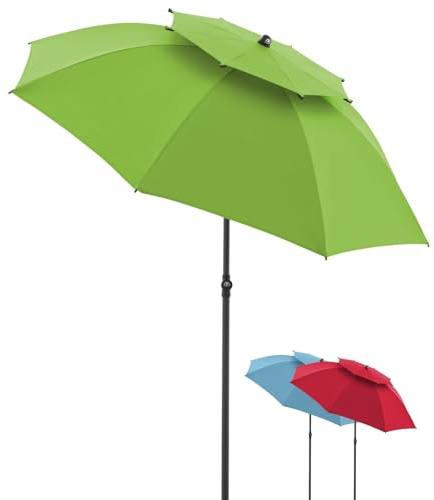 Doppler Ombrellone da 200 cm | per spiaggia, balcone e terrazza | altezza regolabile | con protezione UV e pieghevole | per spiaggia e piscina all'aperto | Ombrellone da spiaggia, verde mela, 200cm