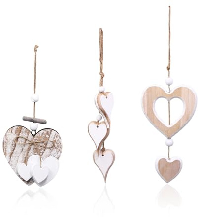 MEMOFYND 3 Wooden Love Pendants, Home Decoration Pendants, Simple Pendants, Window Decoration Pendants, Retro Decorative Pendants