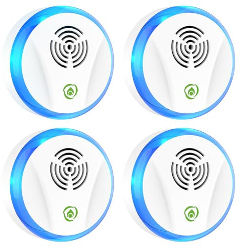 Ultraschall Schädlingsbekämpfer 4 Stück, Pest Repeller, Mäuseabwehr, Mückenstecker - Mücken Spinnen Kakerlaken Fliegen Flöhe Mäuse vertreiben - Unschädlich und Leise