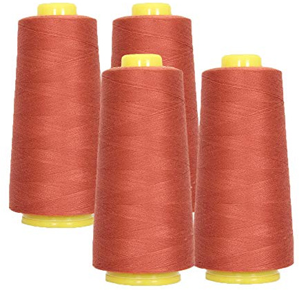 AK TRADING CO. 4-Pack Teracotta All Purpose Sewing Thread Cones (6000 Yards Each) of High Tensile Polyester Thread Spools for Sewing, Quilting, Serger Machines, Overlock, Merrow & Hand Embroidery