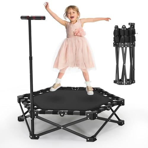 Fitness Trampolin klappbar ohne Installation 41.7 Zoll Mini Trampoline Tragfähigkeit 150 KG 3 verstellbare Handgriffstufen Stabiler und leiser für Kinder u. Erwachsene Indoor/Outdoor