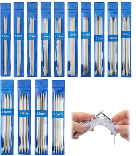 70 Pièces Aiguilles à Tricoter Acier Inoxydable Double Pointe, 15cm Kit Couture Grosse Aiguille, Aiguilles à Tricoter Courtes et Droites, pour Chapeau Chaussettes Manchettes Handcraft (14 Tailles)