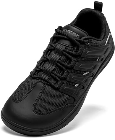 HOBIBEAR Wide Barefoot Shoes Men Women Walking Trail Running Sneakers | Zero Drop Sole | Lightweight Comfortable Black