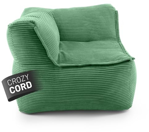 Lumaland modulär sittsäck hörn vänster manchester, 340 l för modulär soffa | perfekt match med fåtölj och puff | EPS-pärlor saccosäck med fyllning | Inomhus lounge sittdyna tvättbar för vardagsrum
