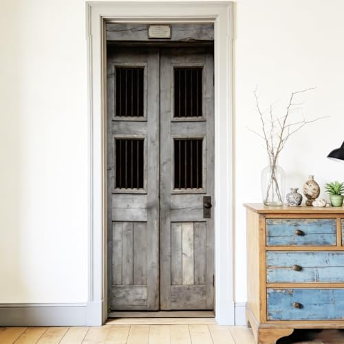 arricraft 2 hojas de pegatinas autoadhesivas para puerta, 80 x 200 cm, diseño realista de madera antigua, murales de puerta antigua, calcomanías de PVC removibles, decoración para dormitorios y salas