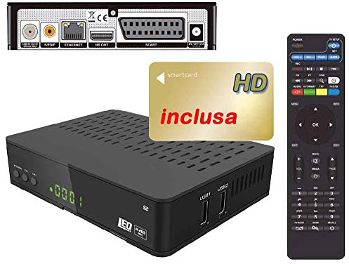 Decoder Satellitare FULL HD con tessera Tivu Sat CERTIFICATO UFFICIALE CON TESSERA Tivù SAT INCLUSA, DVB-S2 HEVC H265 MAIN 10,Telecomando Universale 2 in 1 per il ricevitore e la TV