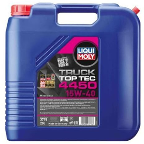 1x 20L Liqui Moly Motoröl Top Tec Truck 4450 15W-40 passend für Api Ck-4/SN