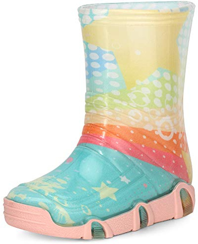 Ladeheid Botas de Agua Unisex para Niños Zapatos Resistentes al Agua Botas de Goma Calzado de Lluvia para niños y niñas Zapatos Infantiles SwkBW31 (Turquesa Modelo-31, 25/26 EU)