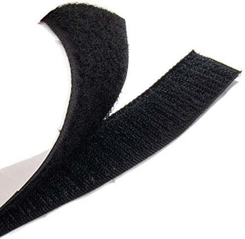 Kardborreband självhäftande 5 meter lång 30 mm bred svart, set krokar och fleece