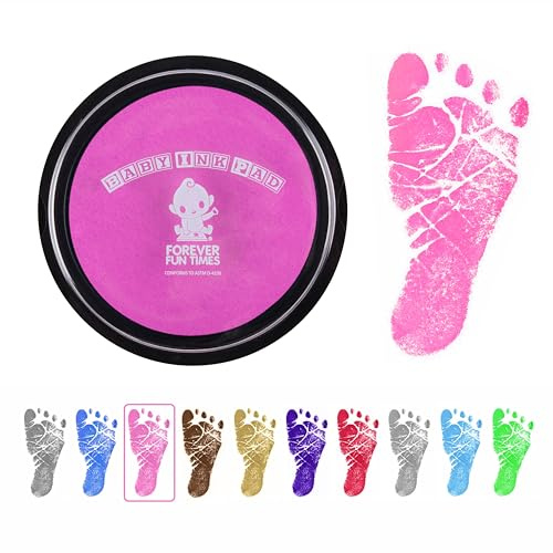 Baby hand och fotavtryck kit från Forever Fun Times | Få hundratals detaljerade tryck med en baby säker bläckdyna | Lätt att rengöra och fungerar med alla papper eller kort | Rengör och säkert (Big