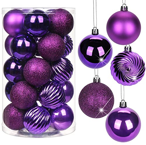 6CM Weihnachtsdeko Weihnachtskugeln, 25 Stücke Bruchsiche Christbaumkugeln Ornamente Weihnachtsbaumschmuck für Weihnachtsbaum Christbaumkugeln Weihnachtsdekoration Kugeln