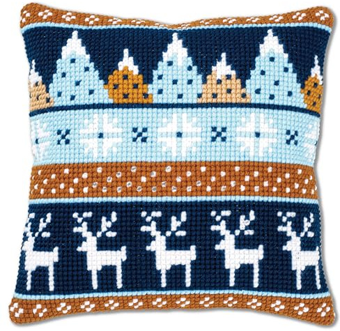 VERVACO Kit Cuscino Punto Croce MOTIVI INVERNALI Set Ricamo Principianti Cuscini Gobelin Decorativi ca. 40 x 40 cm Accessori Per Lavoretti Creativi DIY Casa Decor Hobby Adulti Cross Stitch