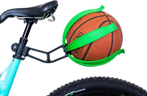 KIK BALL, Soporte para Pelotas de Bicicleta, Dispositivo de Seguridad para Niños y Jóvenes, Fácil à Assembler, Apto para Balones de Fútbol, Voleibol, Baloncesto y Rugby, Verde