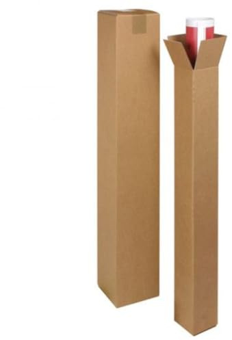 Tube Carré Carton Rigide Expédition | Pas de Surtaxe Postale (non Rond) | Lot de 10 Cartons 120X10X10 cm | Poster - Affiche - Dessin - Toile - Photo | Couleur : Brun | Normes FSC Packaging