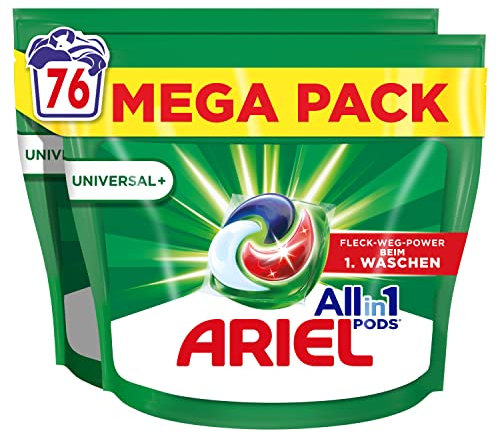 Ariel Allin1 PODS, Capsule di detersivo liquido universale + 76 lavaggi, agiscono anche a 7 giorni, macchie secche in acqua fredda