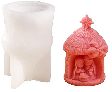 Religione Natività Statua Stampo in Silicone Candela Gesso FAI DA TE Stampo per colata in resina epossidica Ornamento Desktop Ornamento Sacra Famiglia Natività Stampo per candela in silicone