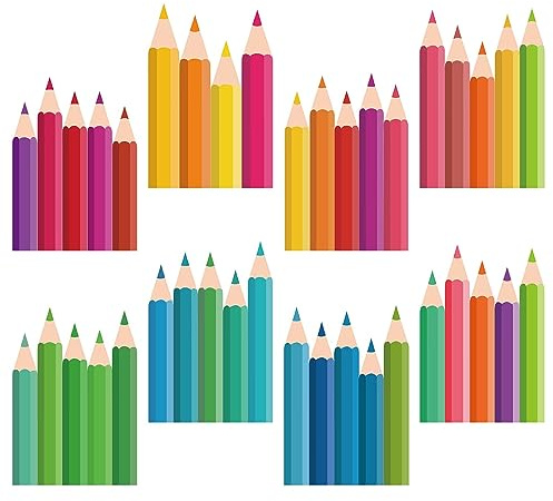 CRASPIRE 8 Foglio 8 Stili Adesivi per Finestre A Matita Colorata Adesivi per Finestre Colorate Decorazioni da Parete Decalcomanie per Aula Camera da Letto Soggiorno Finestra Scala Vetrina Decorazioni