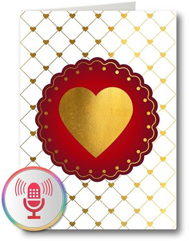 PlayMegram Audio-Grußkarte, 1 Minute Aufnahme, Autoplay, A5 Format, Goldprint, Für individuelle Sprachnachricht und Musik