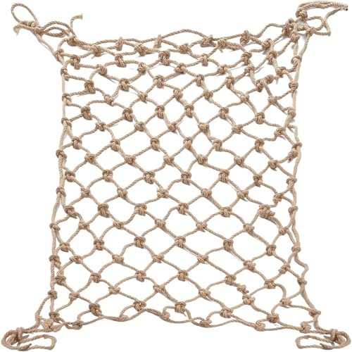 Ganggend Hemp Rope Net (4ft x 12ft) Heavy Duty Natural Jute Rope Climbing Safety Netting for Balcony Stairs, Fence, Garden, Playground Protection & Indoor/Outdoor Decor