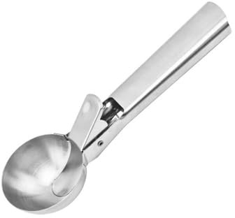 Paletta per Gelato in Acciaio Inox,Porzionatore per Gelato con Grilletto Cucchiaio per Gelato Pallina Di Gelato per Gelato Biscotti Torte Frullati Melone