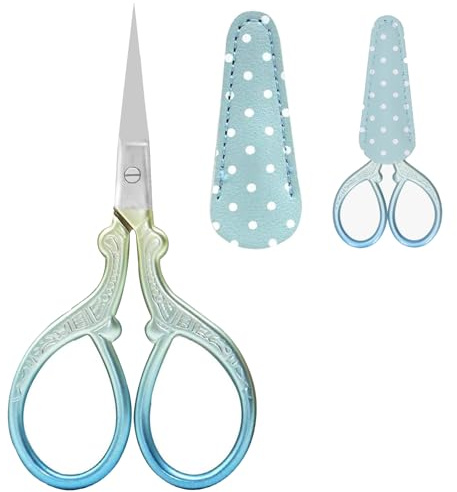 Embroidery Scissors,Small Craft Stainless Steel Scissors with Fake Leather Scissors Cover,Crochet Scissors,Small Crane Sewing Scissors,Suitable for Embroidery,Needlework,Sewing,DIY Crafts,Daily Use