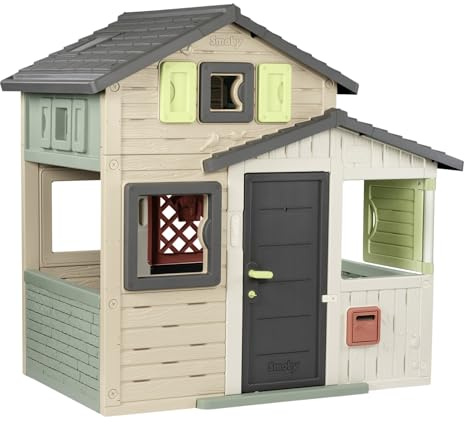 Smoby Life - Casetta da giardino Amica Evo, 114 x 162 x 175 cm, con il 61% di plastica riciclata, resistente alle intemperie, 7600810206