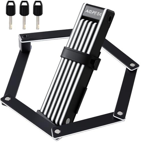 AGPTEK Faltschloss Fahrrad 100cm, Fahrradschloss mit Rostfrei Schlosskern und Antirutsch-Gummiband, Anti-Bolzenschneider Lock mit 3 Schlüsseln, hohe Sicherheit mit Halterung für E-Bike, Motorrad