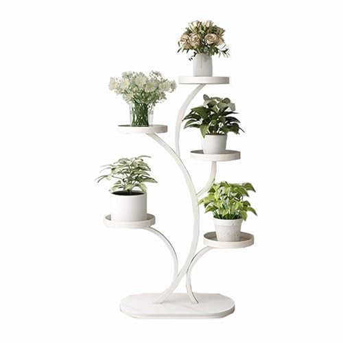 SRHIMEOS Étagère À Fleurs en Métal 5 Niveaux, Support d'angle pour Plantes D'intérieur, Etagere Plantes Balcon, Porte Plante Exterieur Jardin, Escalier pour Plantes Décoration