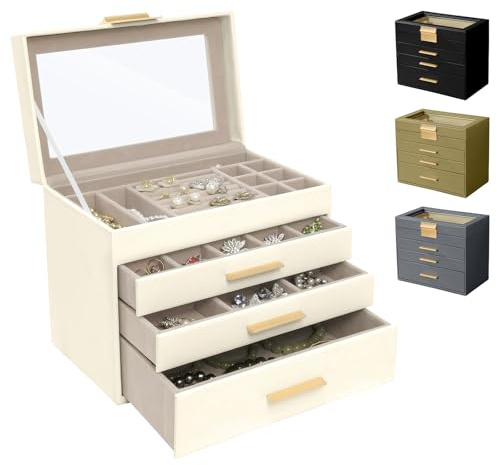 CeiBand Caja Joyero Mujer de 4 Niveles, Joyeros Organizador Joyas Cuero PU